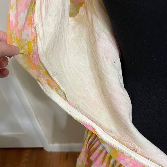 Vintage60s Mod Flower Child Long Sleeve Pleated Mini Dress Rare Size 6/8 - Picture 10 of 12